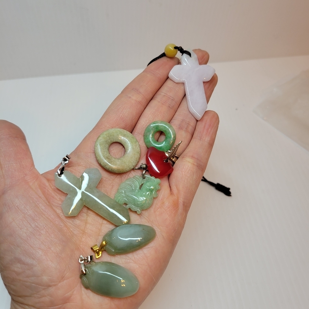 Lot of jade pendants charms coin bundle